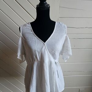 Lucky Brand White Wrap Blouse